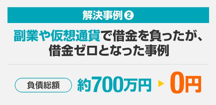 副業や仮想通貨で借金を負ったが借金がゼロとなった事例