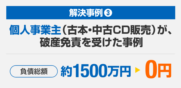 個人事業主（古本本・中古CD販売）が破産免責を受けた事例